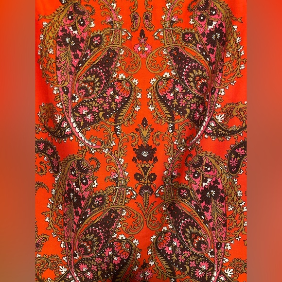 Designer Orange Paisley 3/4 Sleeve Button Down - Picture 5 of 5